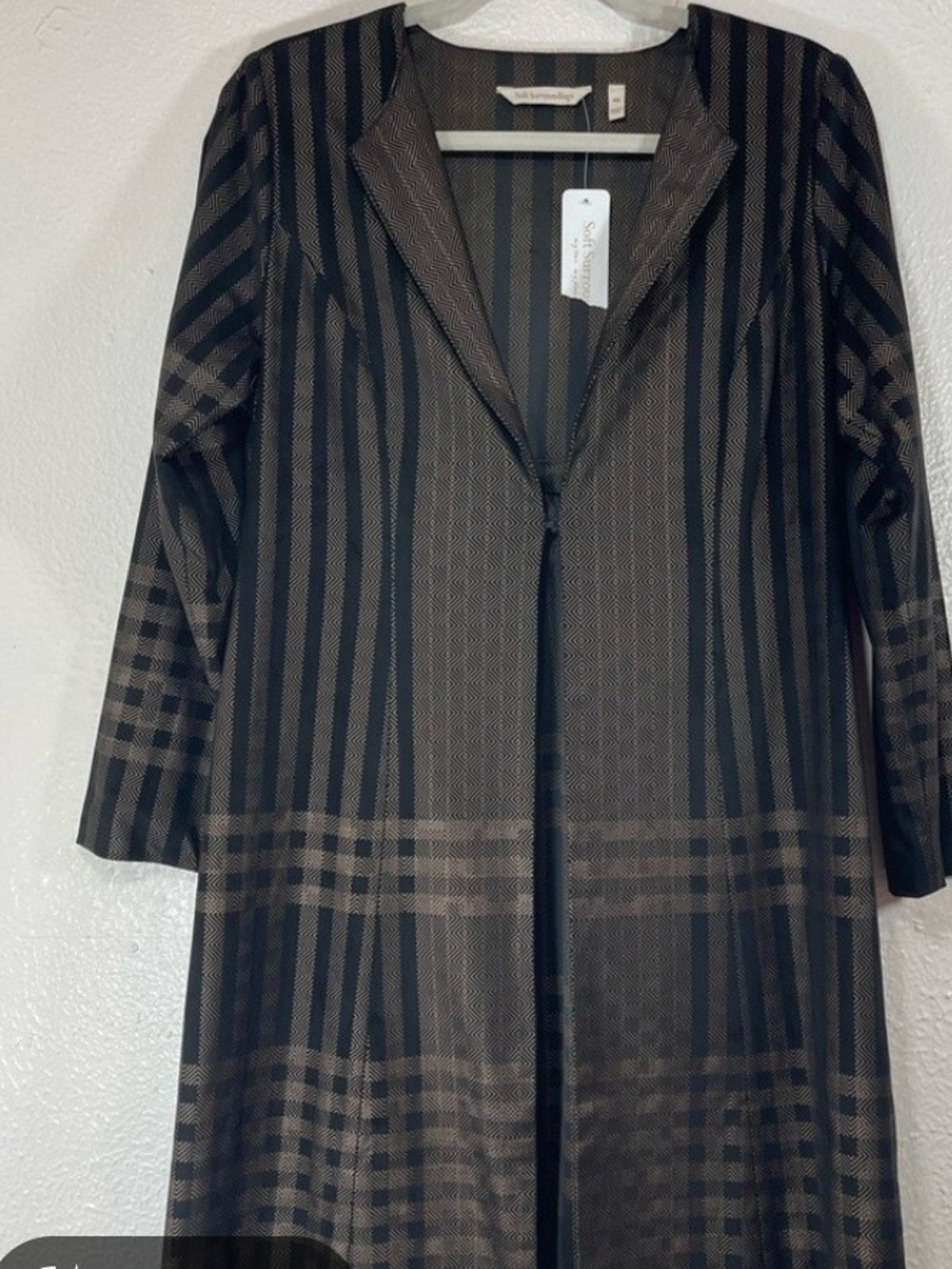 Anthropologie Black & Brown Striped Long Robe